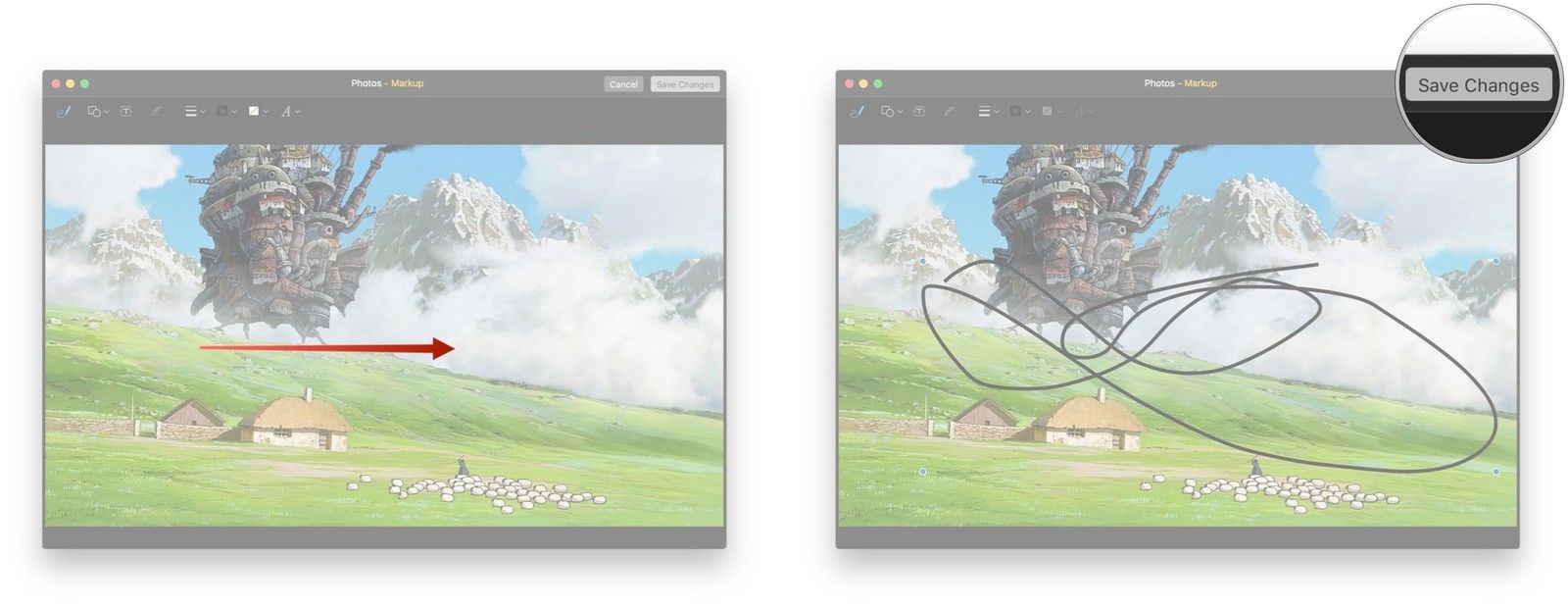 Нажмите и перетащите фотографию, чтобы нарисовать на ней, нажмите Сохранить изменения, когда вы're satisfied