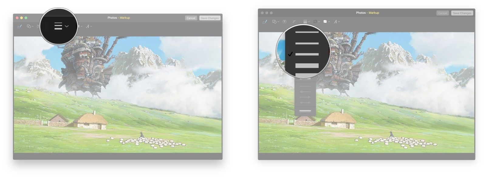 Нажмите кнопку Shape Style, выберите толщину и текстуру, которую вы хотите