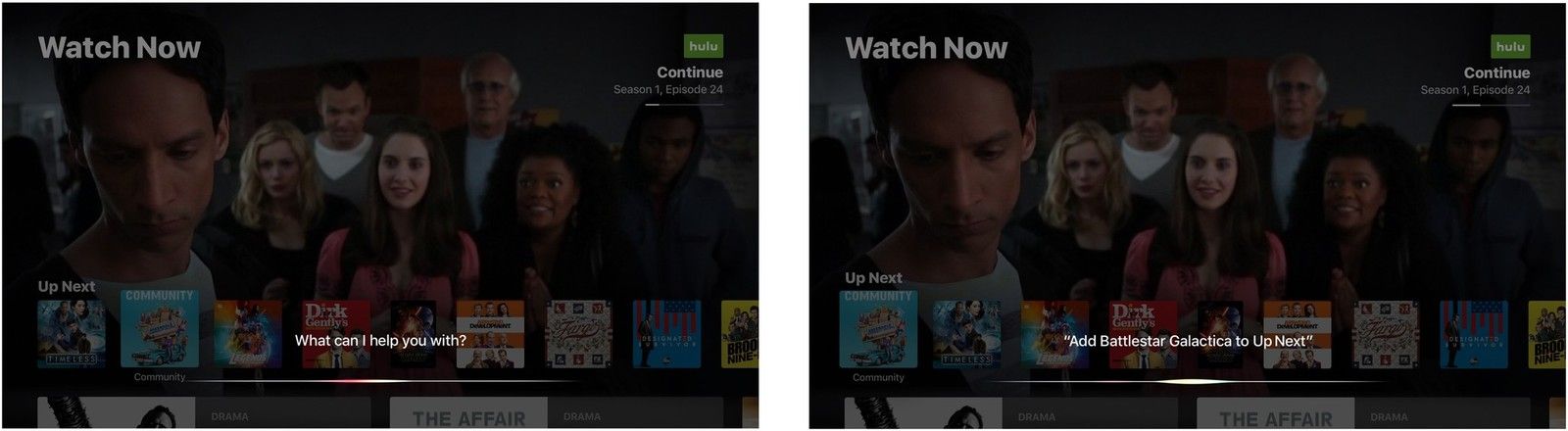 Активировать Siri, Добавить шоу в Up Next