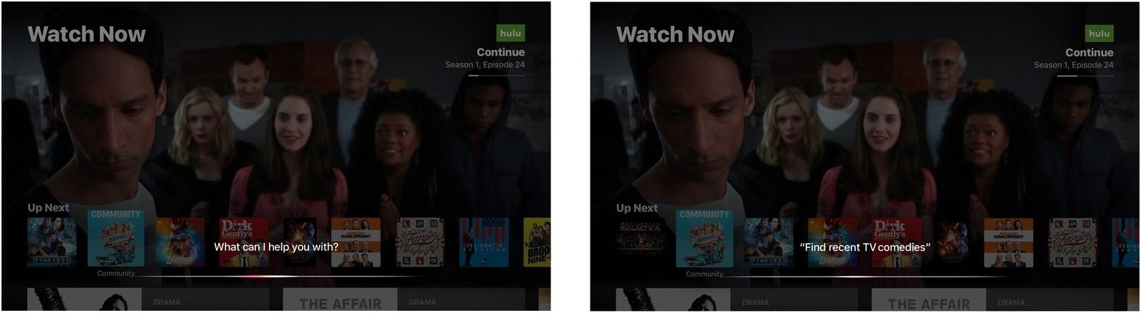 Активируйте Siri, найдите тип шоу