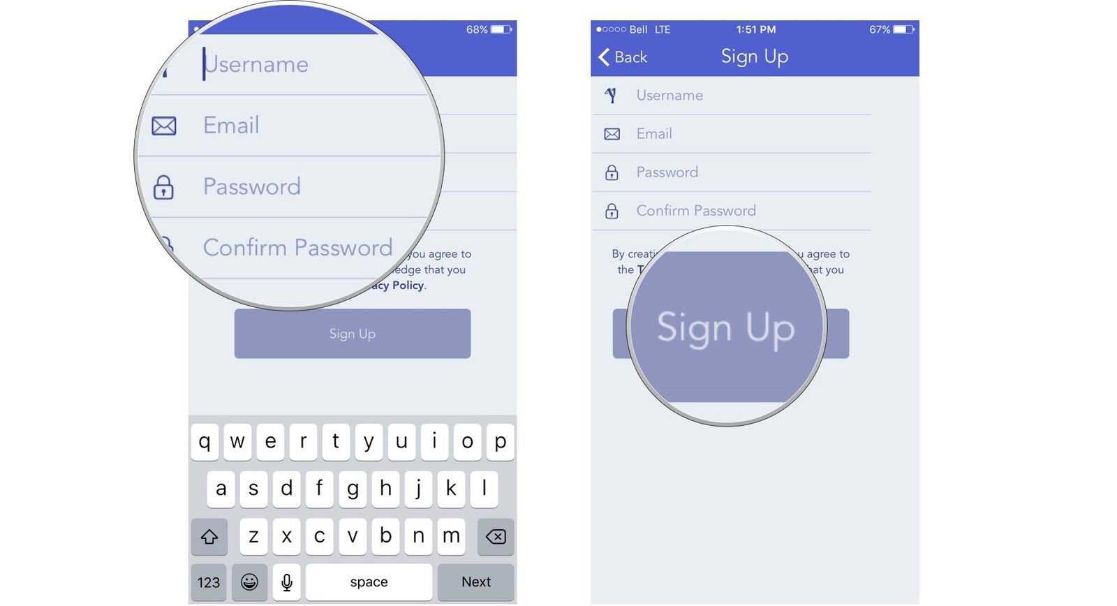Введите информацию о пользователе и нажмите кнопку регистрации.