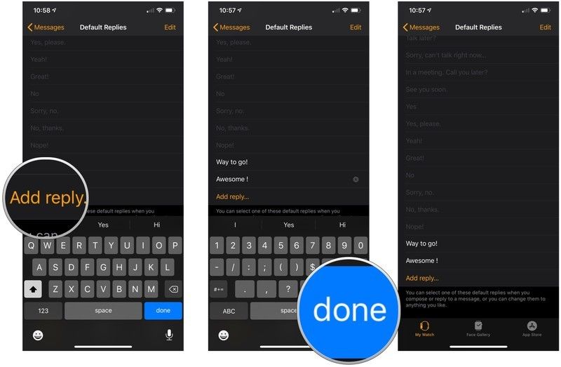 добавить ответ в сообщения