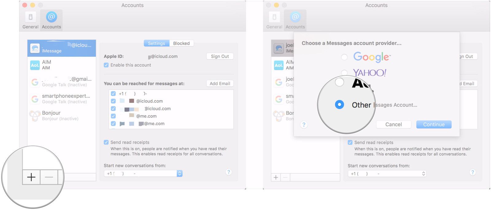 Хит Добавить, другие учетные записи сообщений
