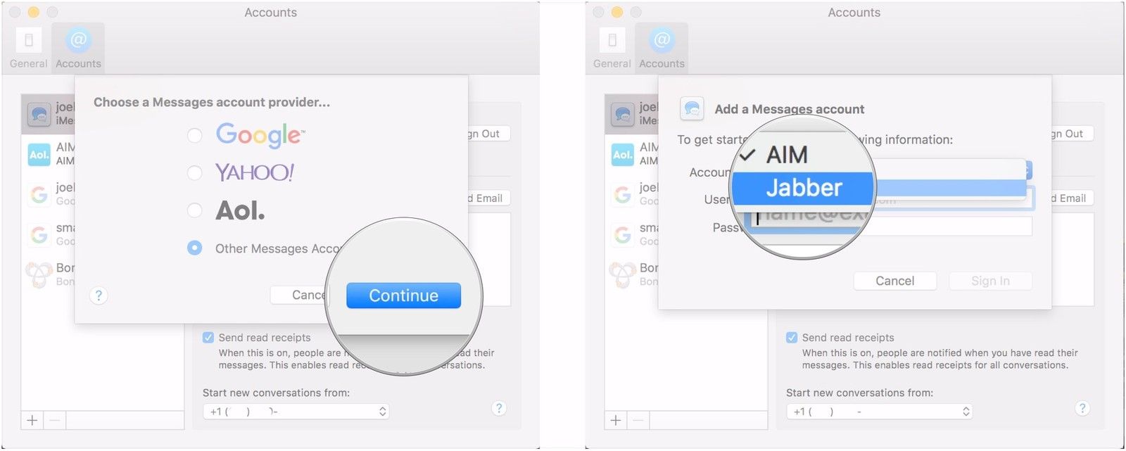 Хит продолжить, выберите Jabber