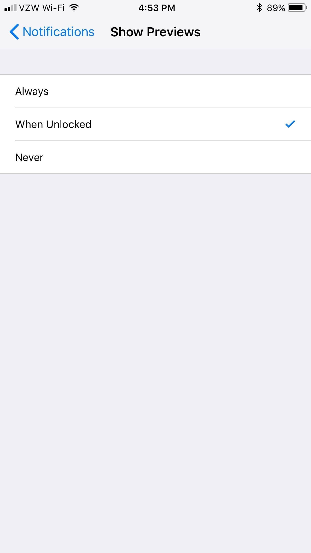 Как отключить предварительный просмотр уведомлений для всех приложений в iOS 11