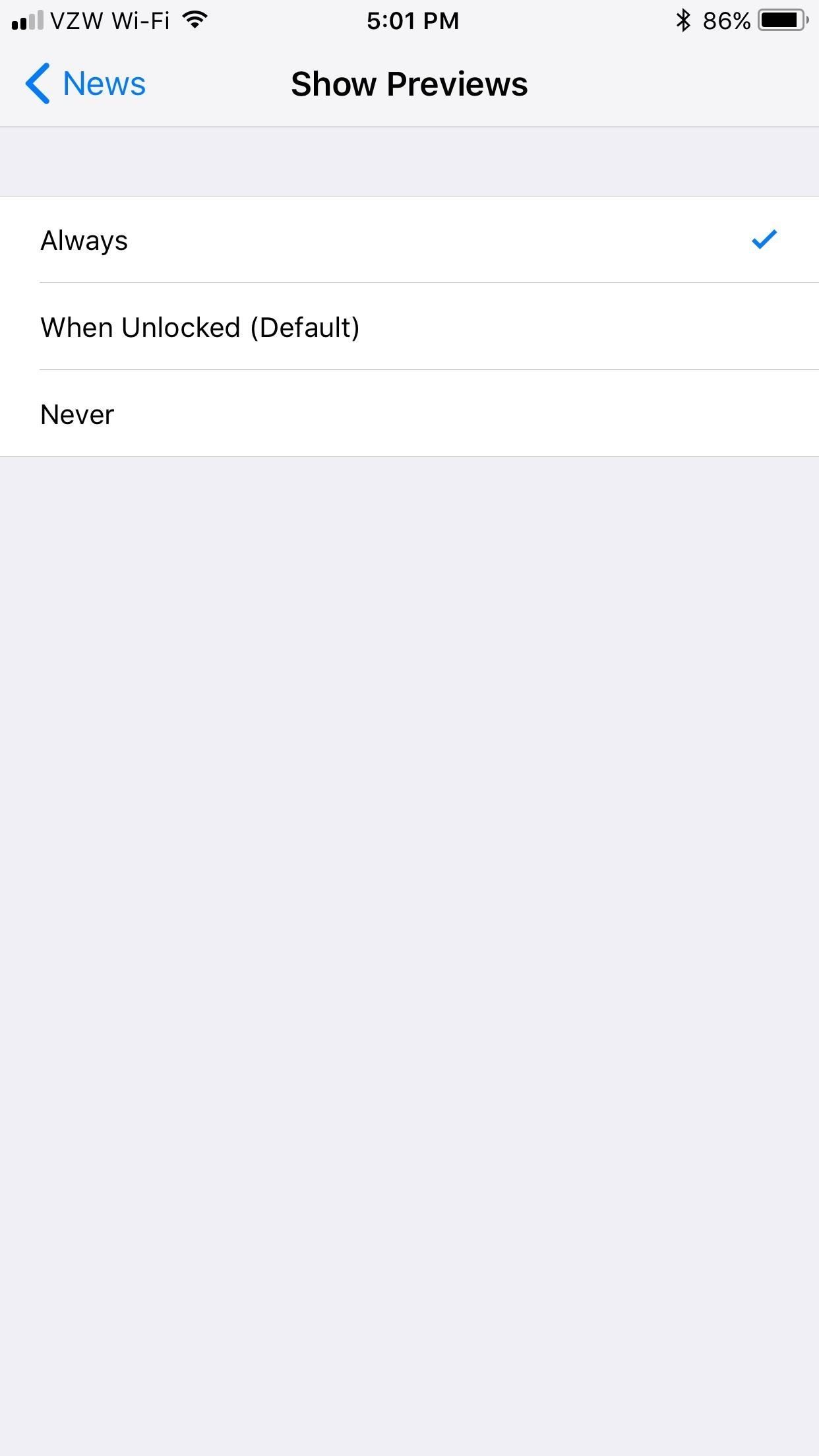 Как отключить предварительный просмотр уведомлений для всех приложений в iOS 11