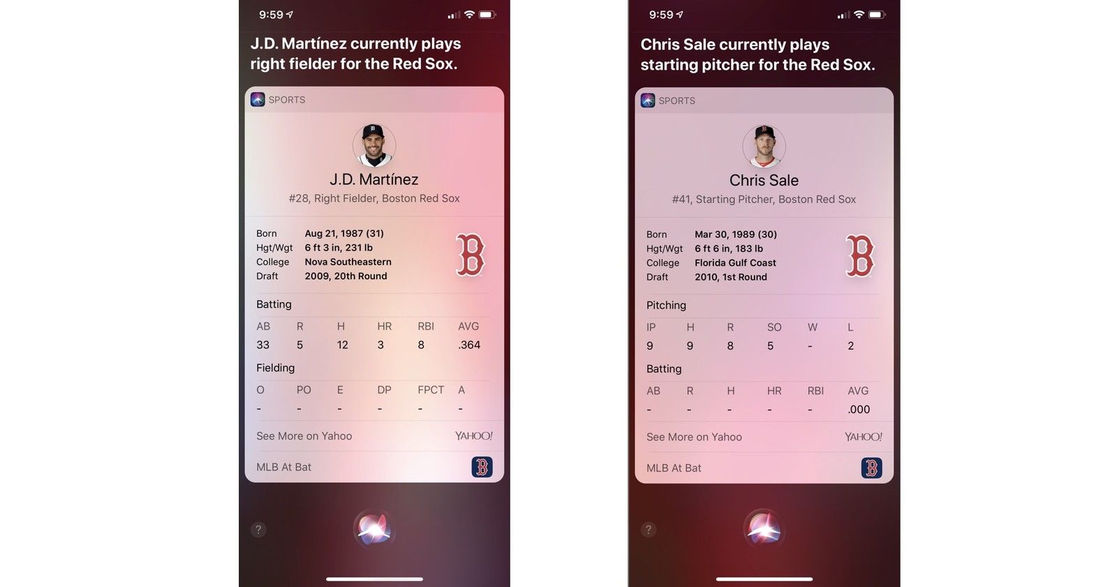 Сири индивидуальная спортивная статистика