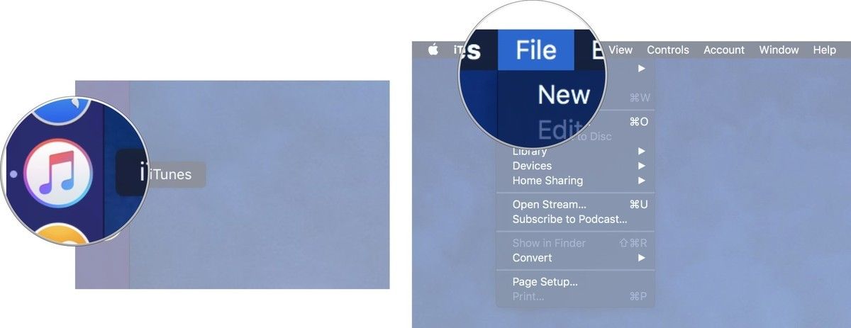 Откройте iTunes, затем выберите «Файл»