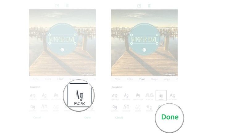 Нажмите, чтобы выбрать новый шрифт, нажмите «Готово».