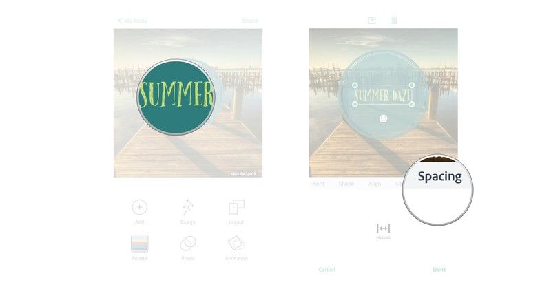 Нажмите на текст, который вы хотите изменить, нажмите интервал.