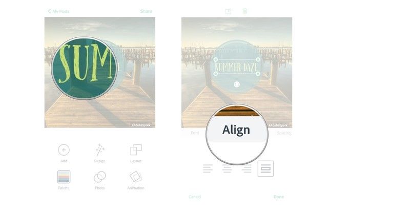 Нажмите на текст, который вы хотите изменить, нажмите «Выравнивание».