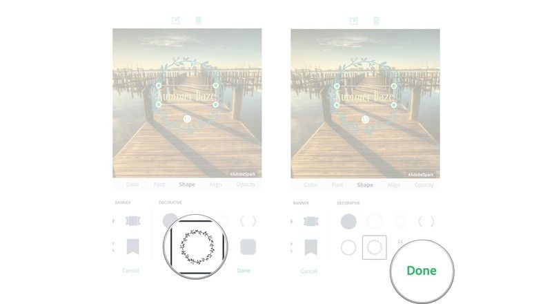 Нажмите, чтобы выбрать новую форму, нажмите готово.