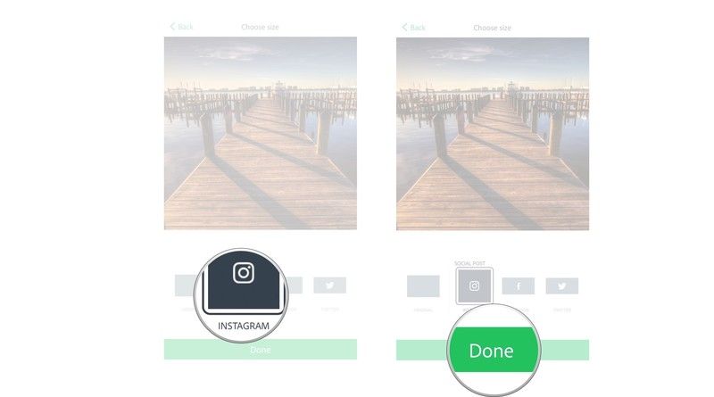 Нажмите, чтобы выбрать фон, нажмите, чтобы выбрать размер, нажмите готово.