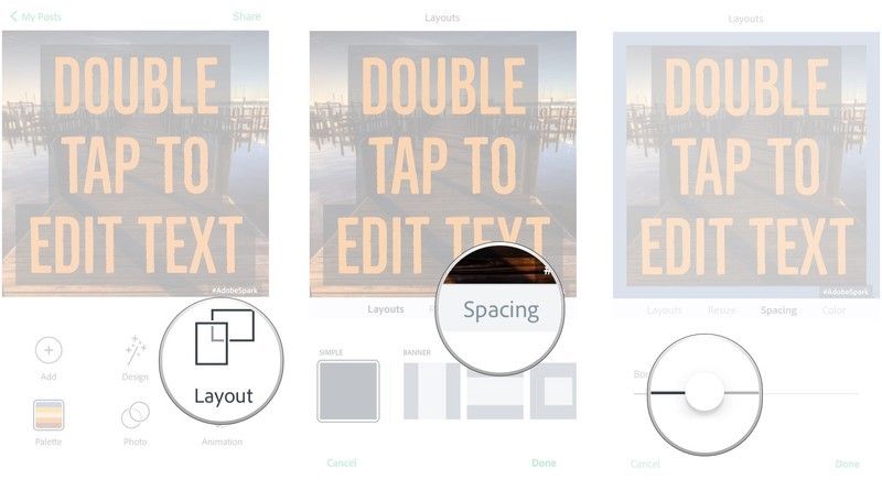 Нажмите макет, нажмите интервал, используйте ползунок, чтобы настроить размер вашей границы.