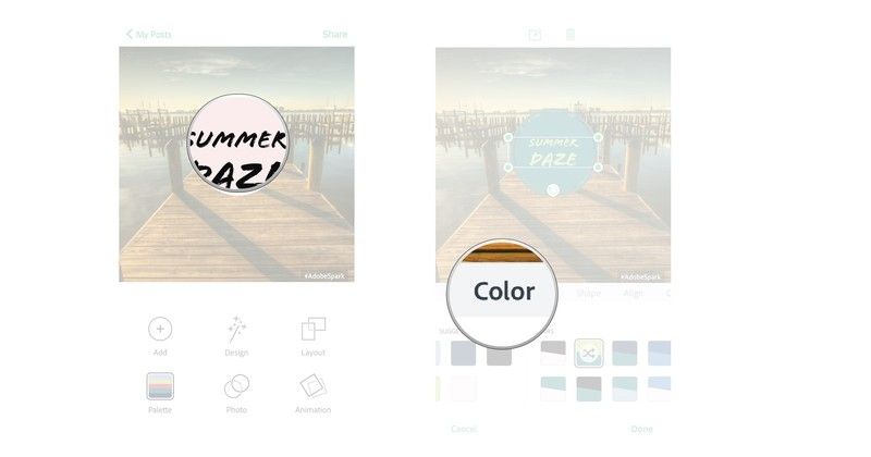 Нажмите на текст, который вы хотите изменить, нажмите цвет.