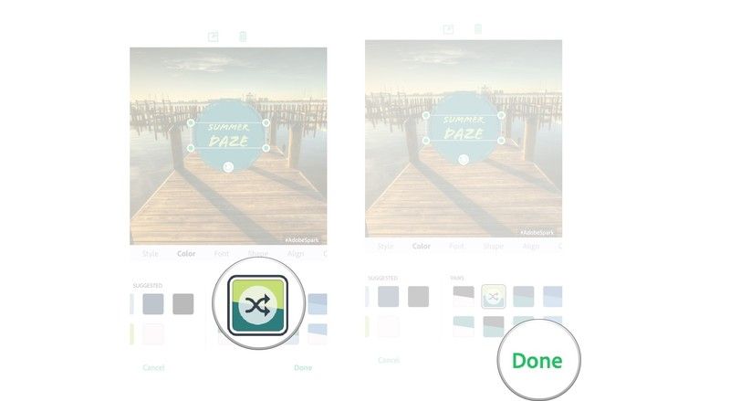 Нажмите, чтобы выбрать новый цвет для вашего текста, нажмите готово.