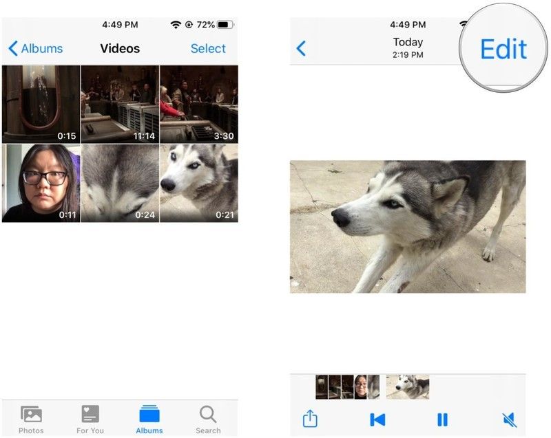 Найдите видео, затем просмотрите его и затем нажмите «Изменить». Найдите видео, затем просмотрите его и затем нажмите «Изменить».
