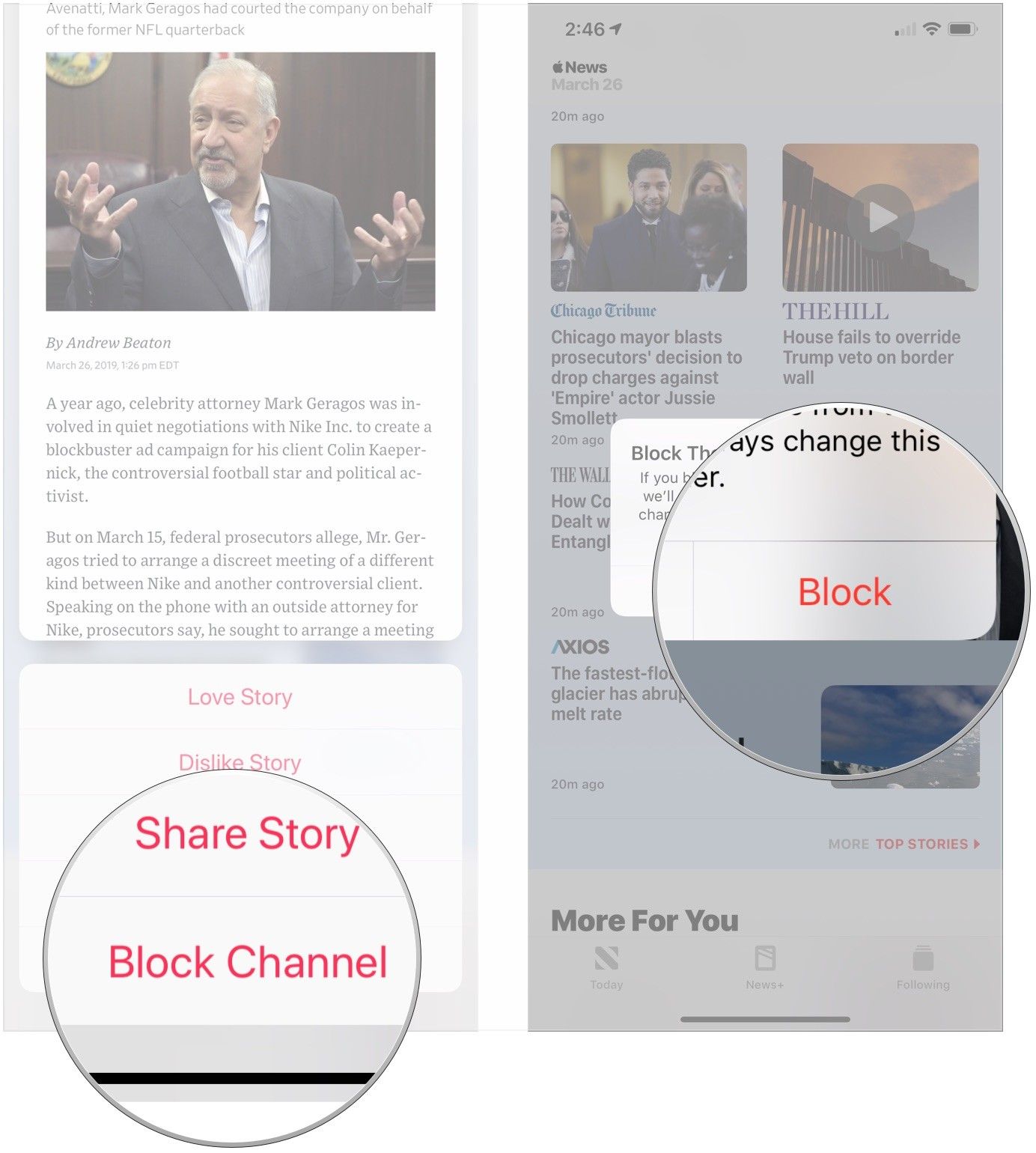 Нажмите Заблокировать канал, нажмите Заблокировать