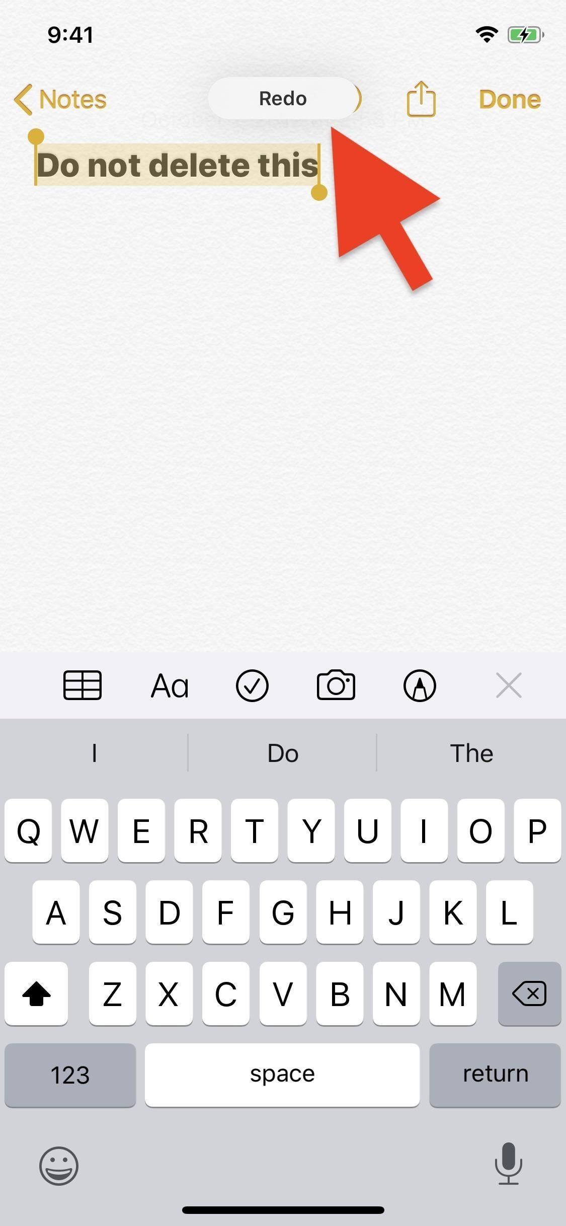 Удалить текст на вашем iPhone одним движением