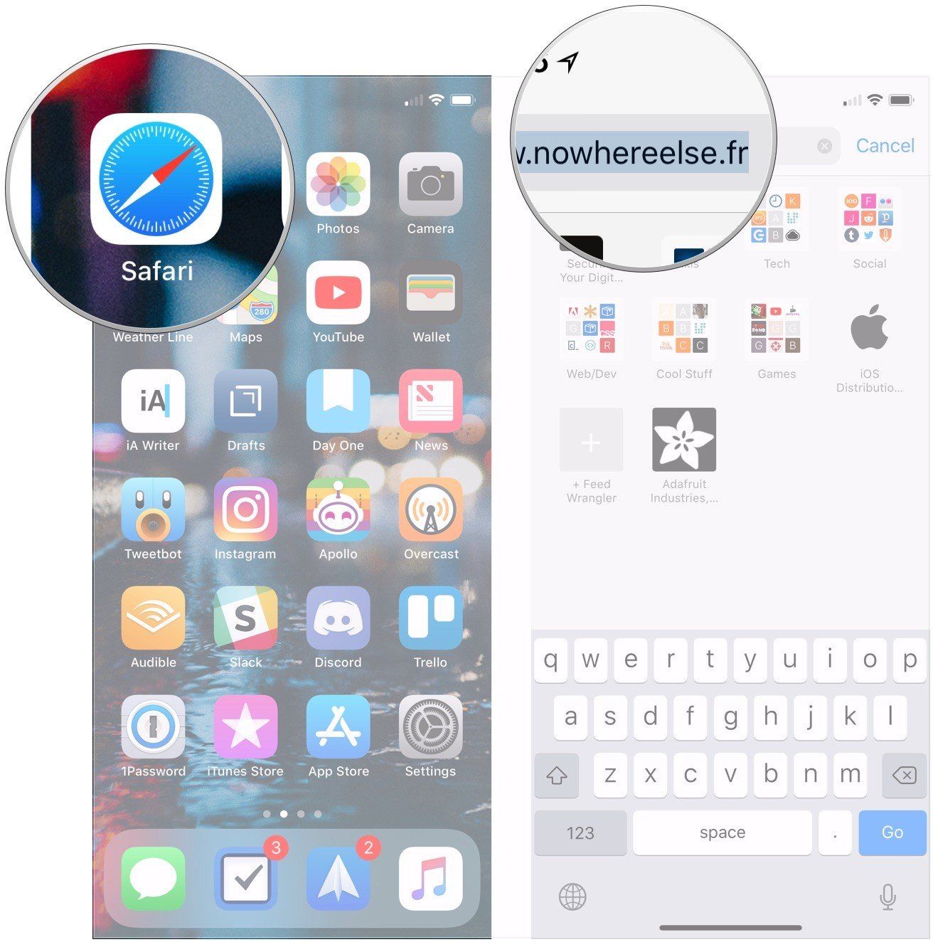 Откройте Safari, голова на страницу