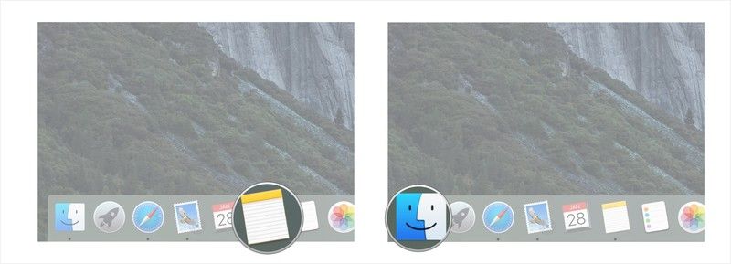 Запустите Notes и запустите Finder.