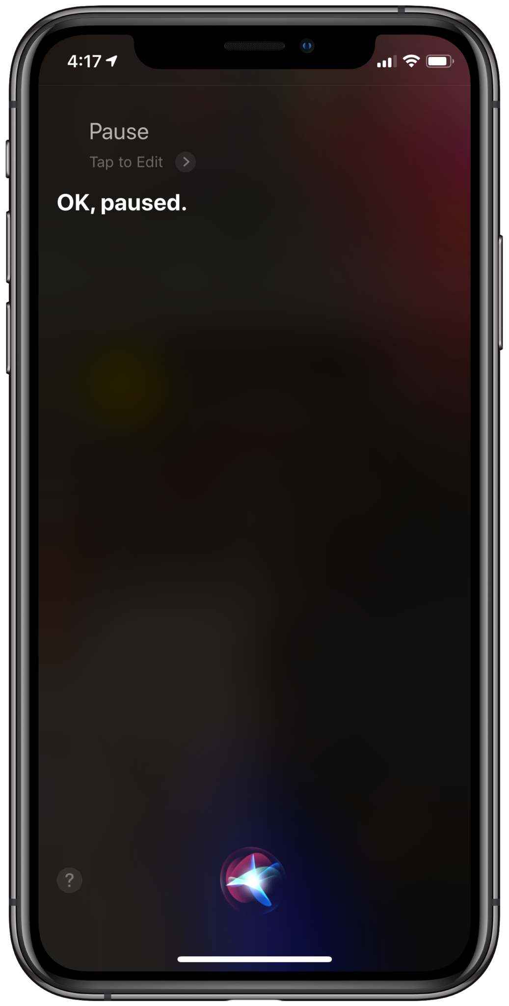 iPhone XS Siri попросил приостановить подкаст