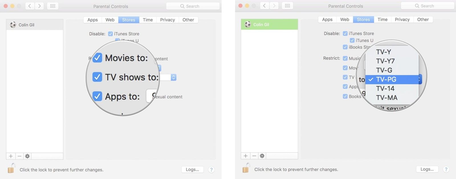 Выберите фильмы, чтобы выбрать возрастной рейтинг