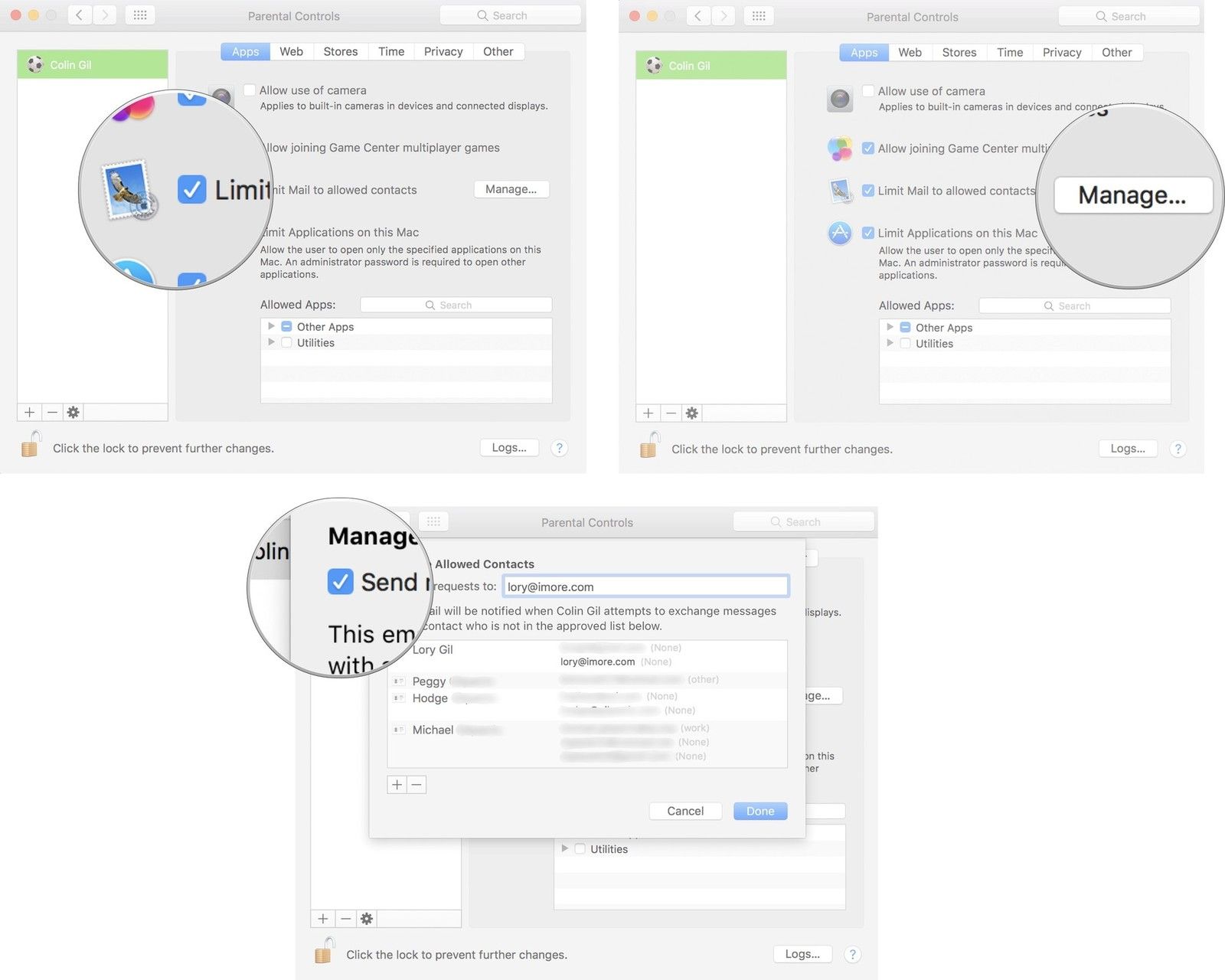 Выберите «Почта», затем нажмите «Управление почтой» и введите свой адрес электронной почты, чтобы получать уведомления, когда ваш ребенок отправляет электронные письма.