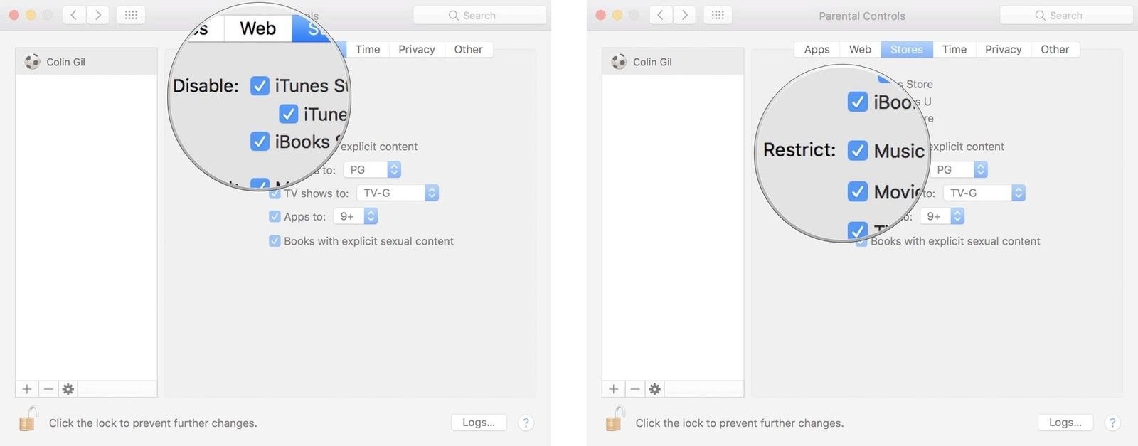 Нажмите iTunes, чтобы отключить