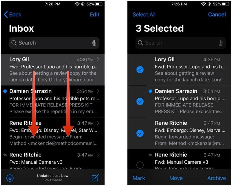 Нажмите двумя пальцами и перетащите