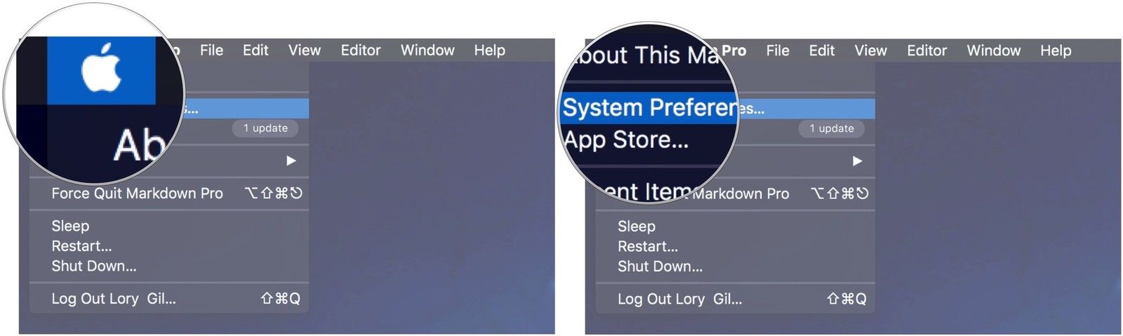 Нажмите на меню Apple, затем выберите Системные настройки