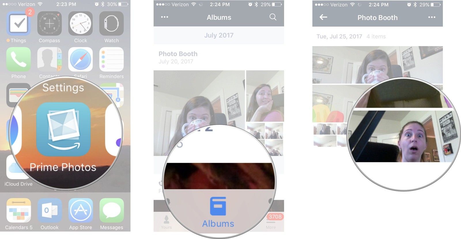 Откройте приложение Prime Photos, затем выберите Альбомы, затем выберите Photo Booth, затем выберите изображение