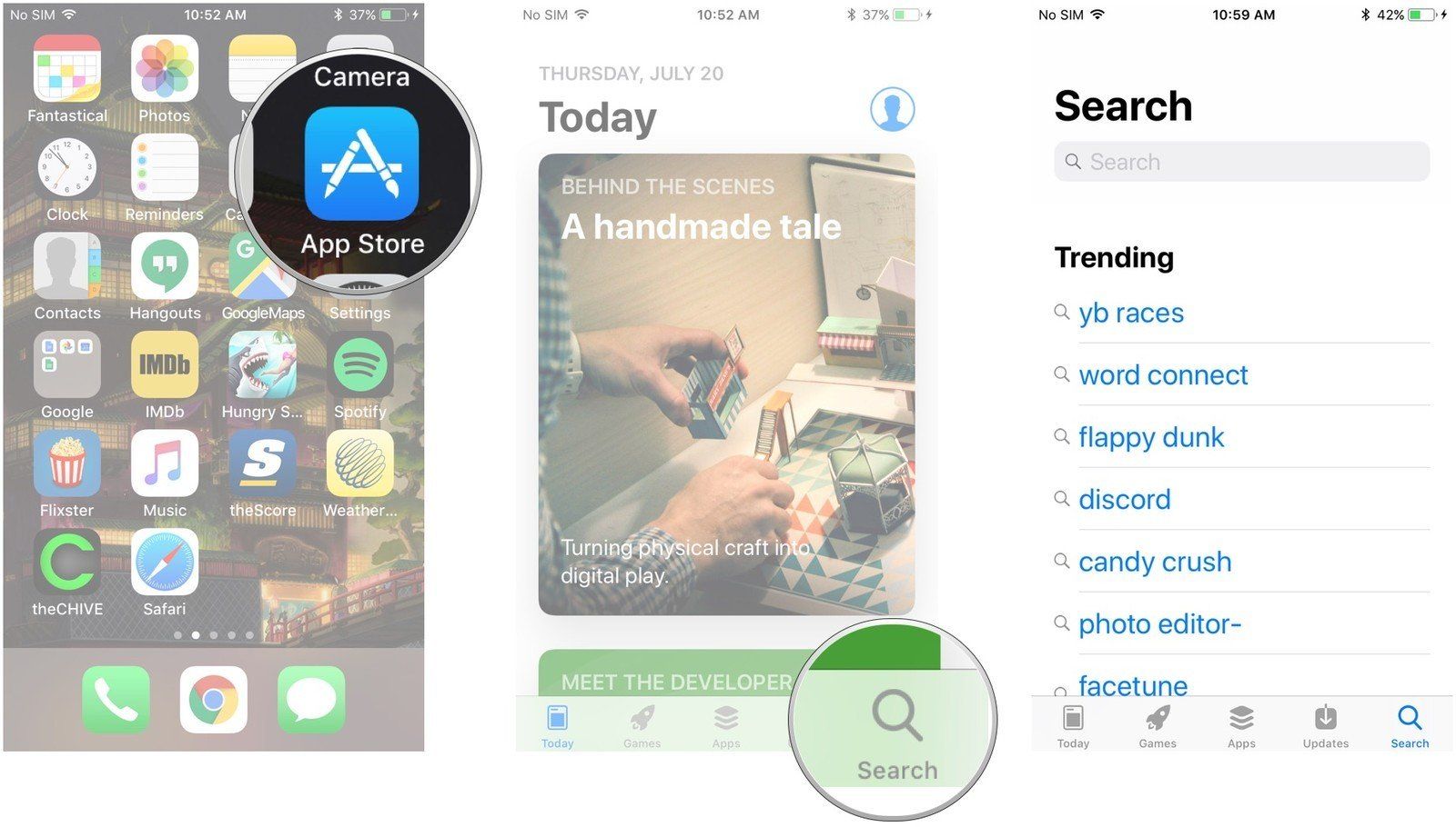 Запустите App Store, нажмите кнопку «Поиск», введите поисковый запрос, нажмите «Поиск».