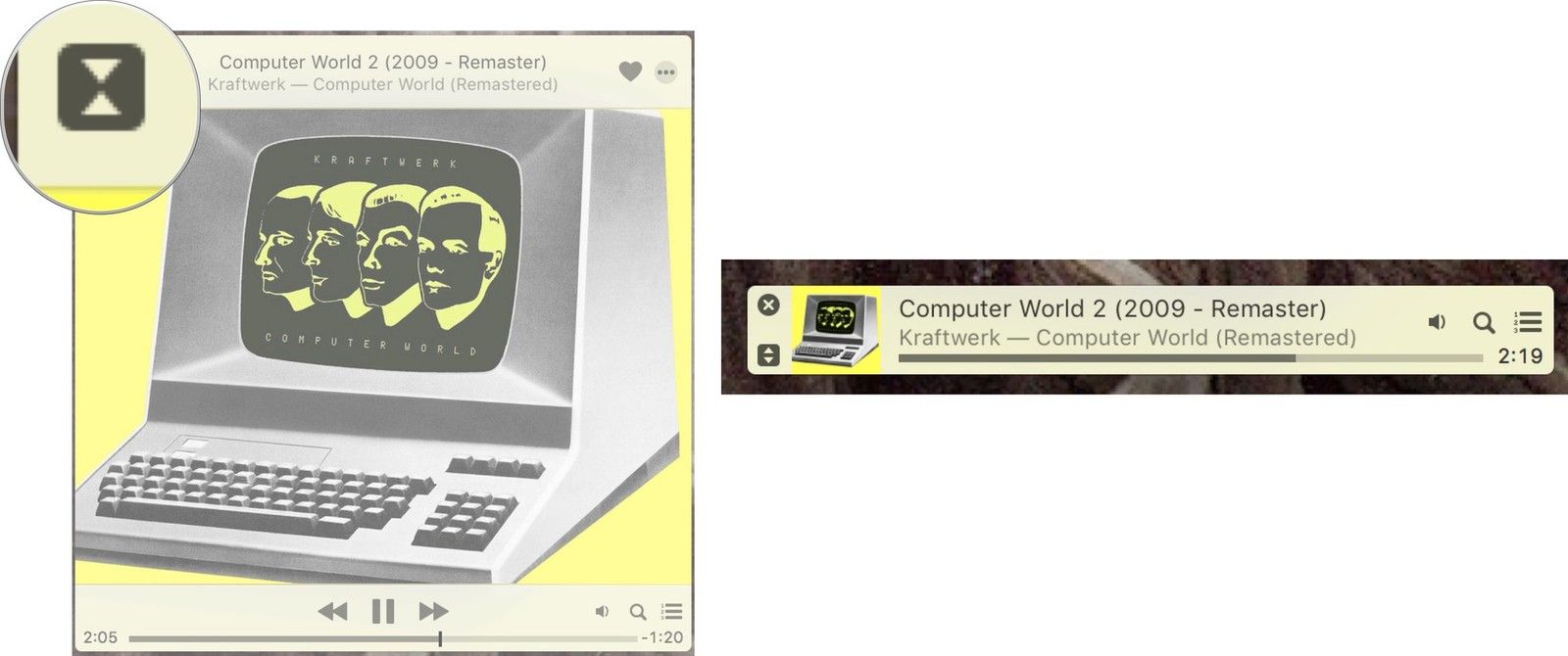 Минимизируйте MiniPlayer на Mac