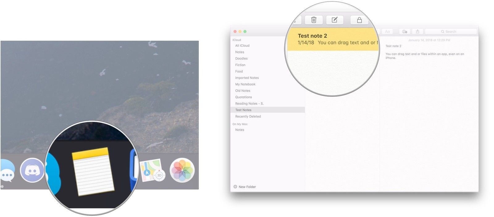 Откройте заметки, нажмите и удерживайте заметку