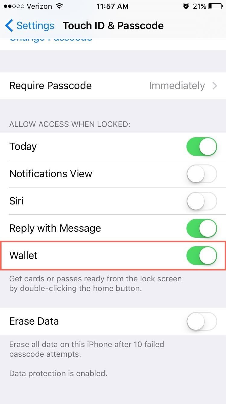 Как включить или отключить отображение кошелька на вашем iPhone's Lock Screen in iOS 9