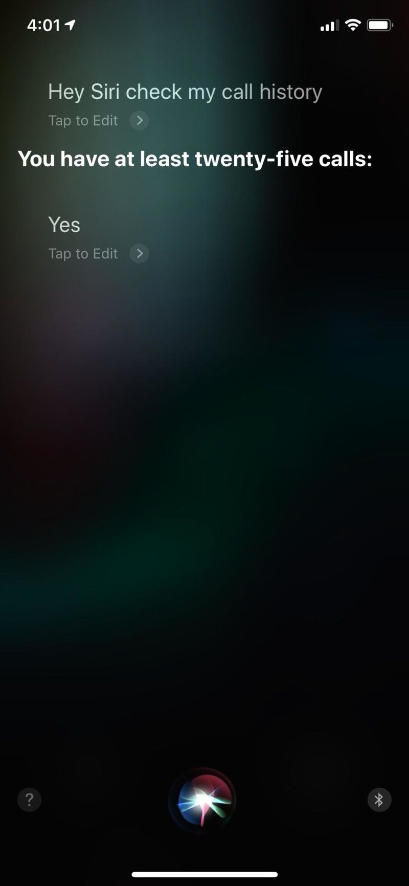 iOS 12 Siri история звонков