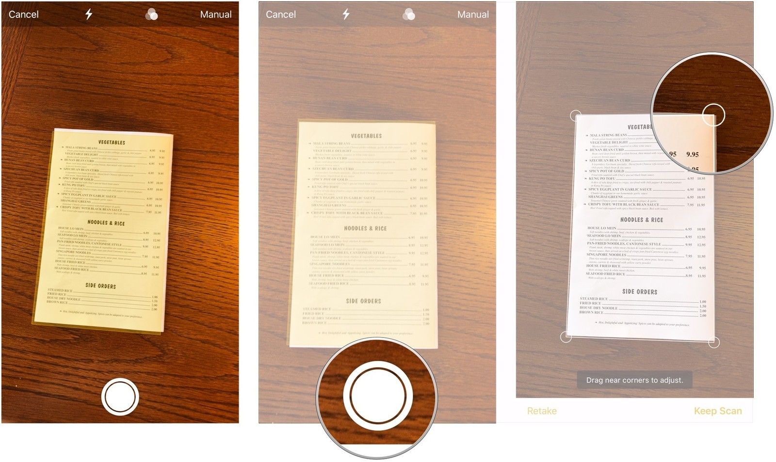 Наведите курсор на документ, захватить, перетащите круги