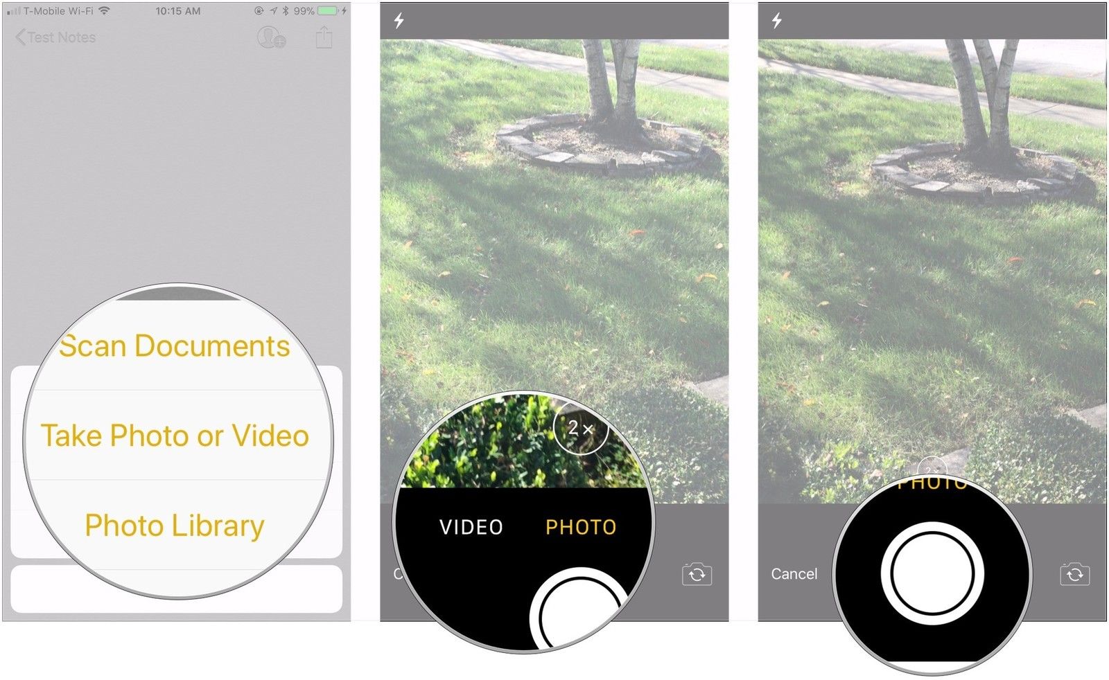 Нажмите «Снять фото или видео», выберите фото или видео, сделайте снимок