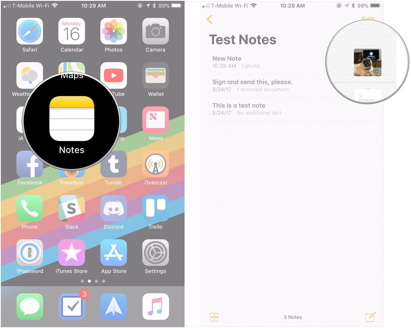 Открыть заметки, нажмите заметку