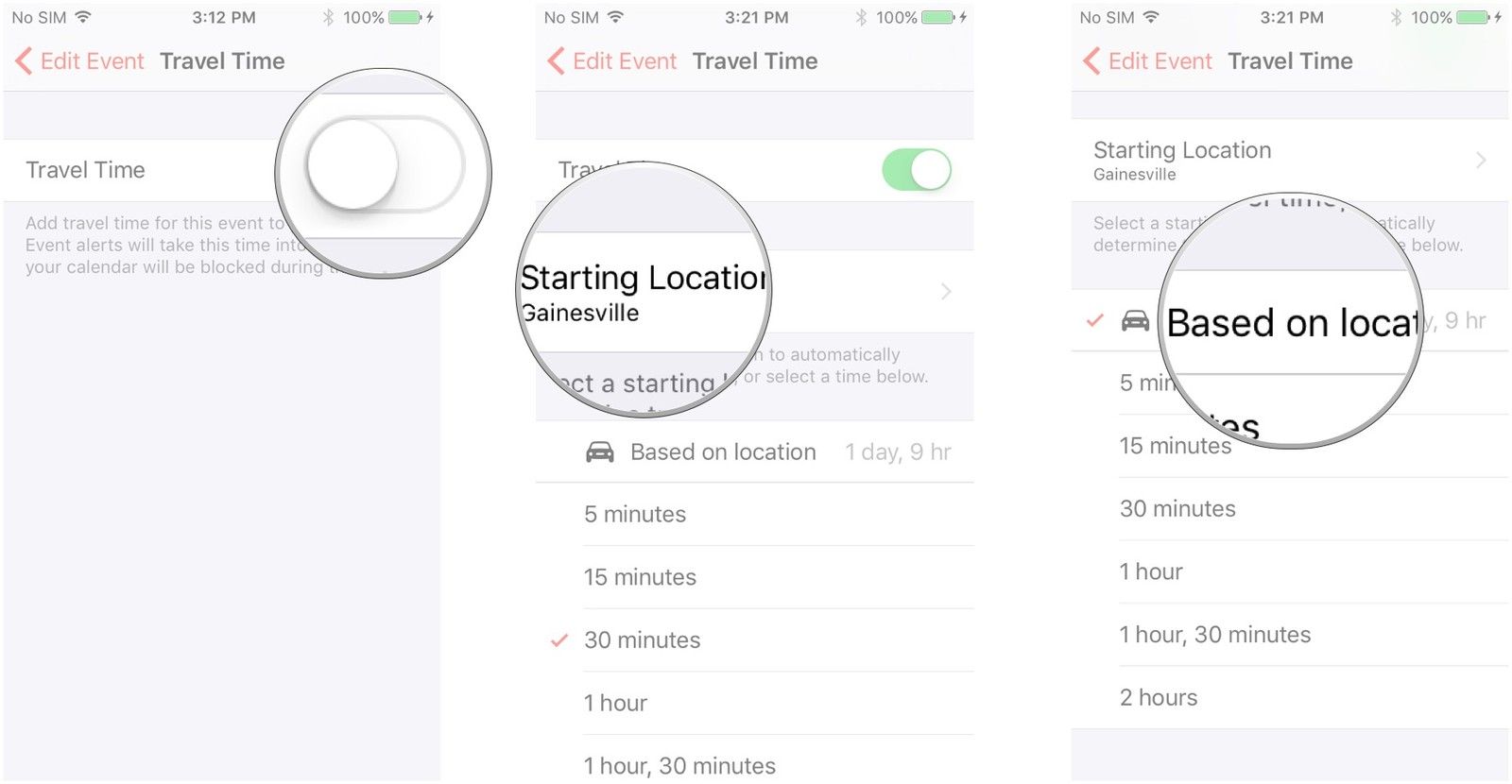 Нажмите на переключатель, чтобы включить его, нажмите «Начальное местоположение», нажмите «На основе местоположения».
