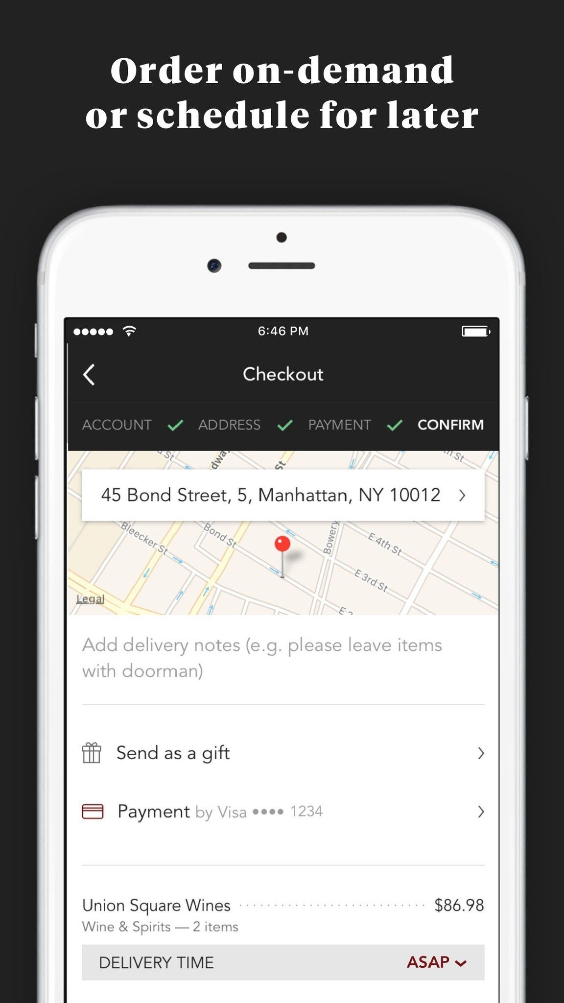 Скриншот доставки минибара