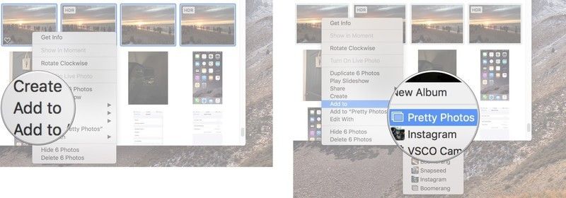 добавить фотографии в альбом