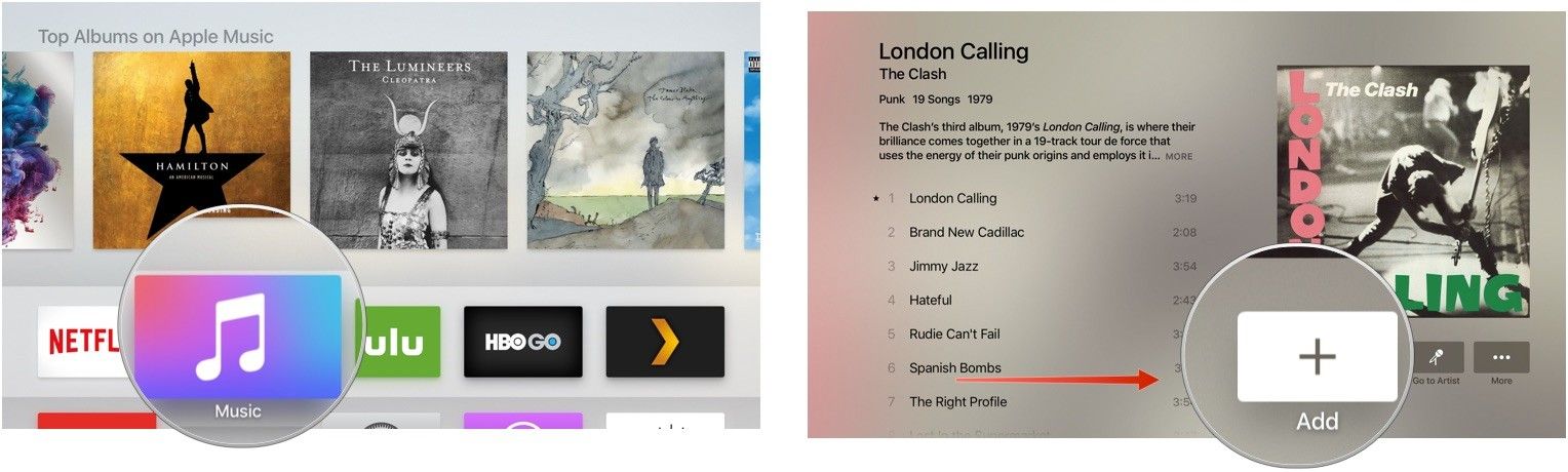 Добавление альбома в My Music в Apple Music на Apple TV