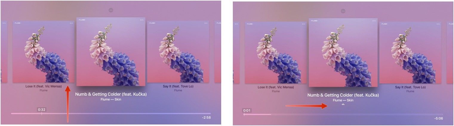 Пропуск треков в приложении Музыка на Apple TV