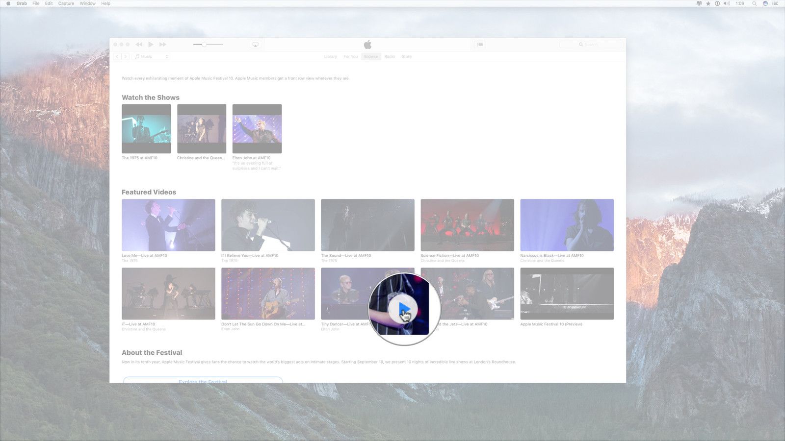 Откройте видео в iTunes и нажмите, чтобы воспроизвести его.