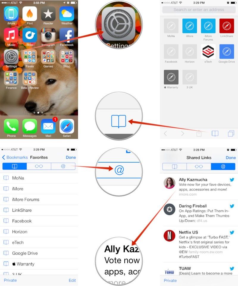 Как использовать функцию общих ссылок в iOS 7 Safari