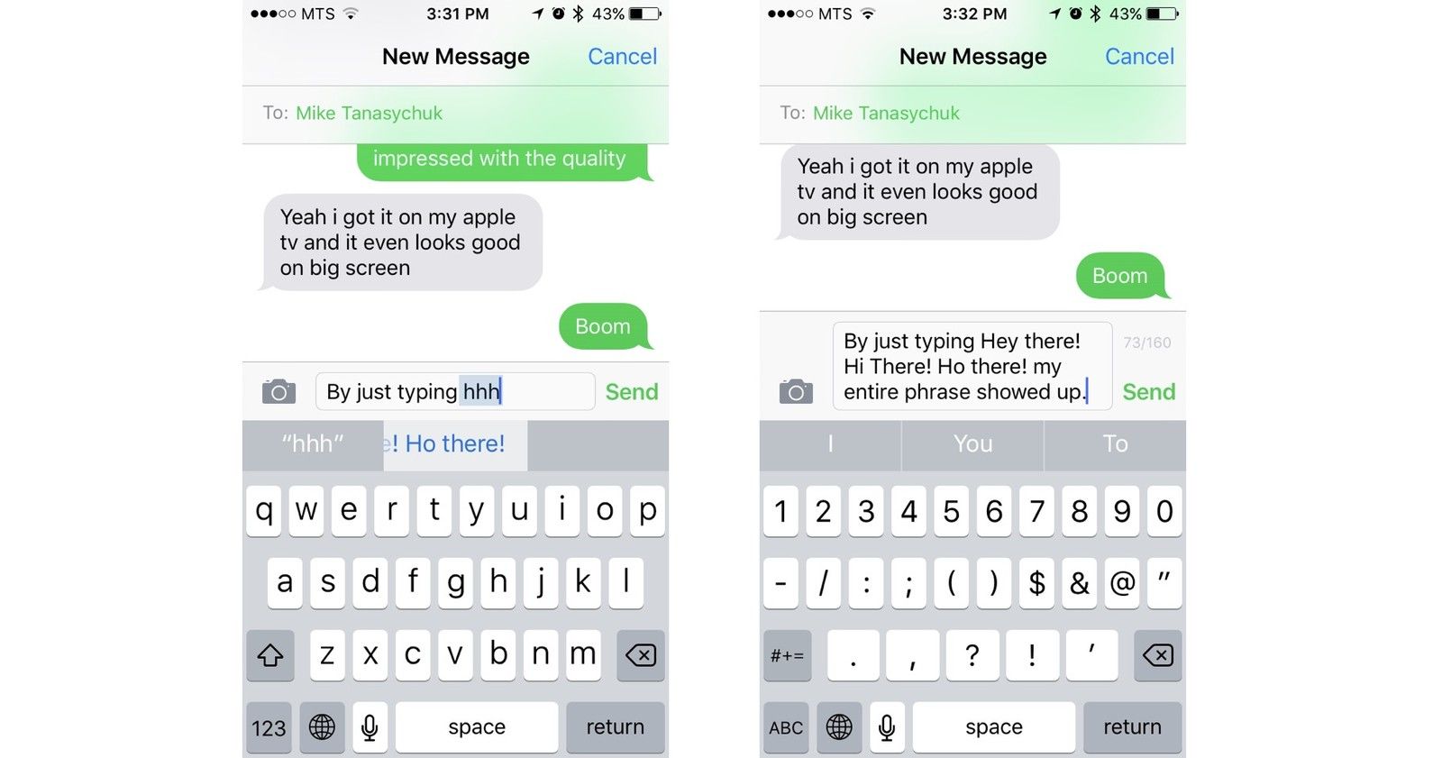 При вводе вашего ярлыка, вся фраза выскакивает!