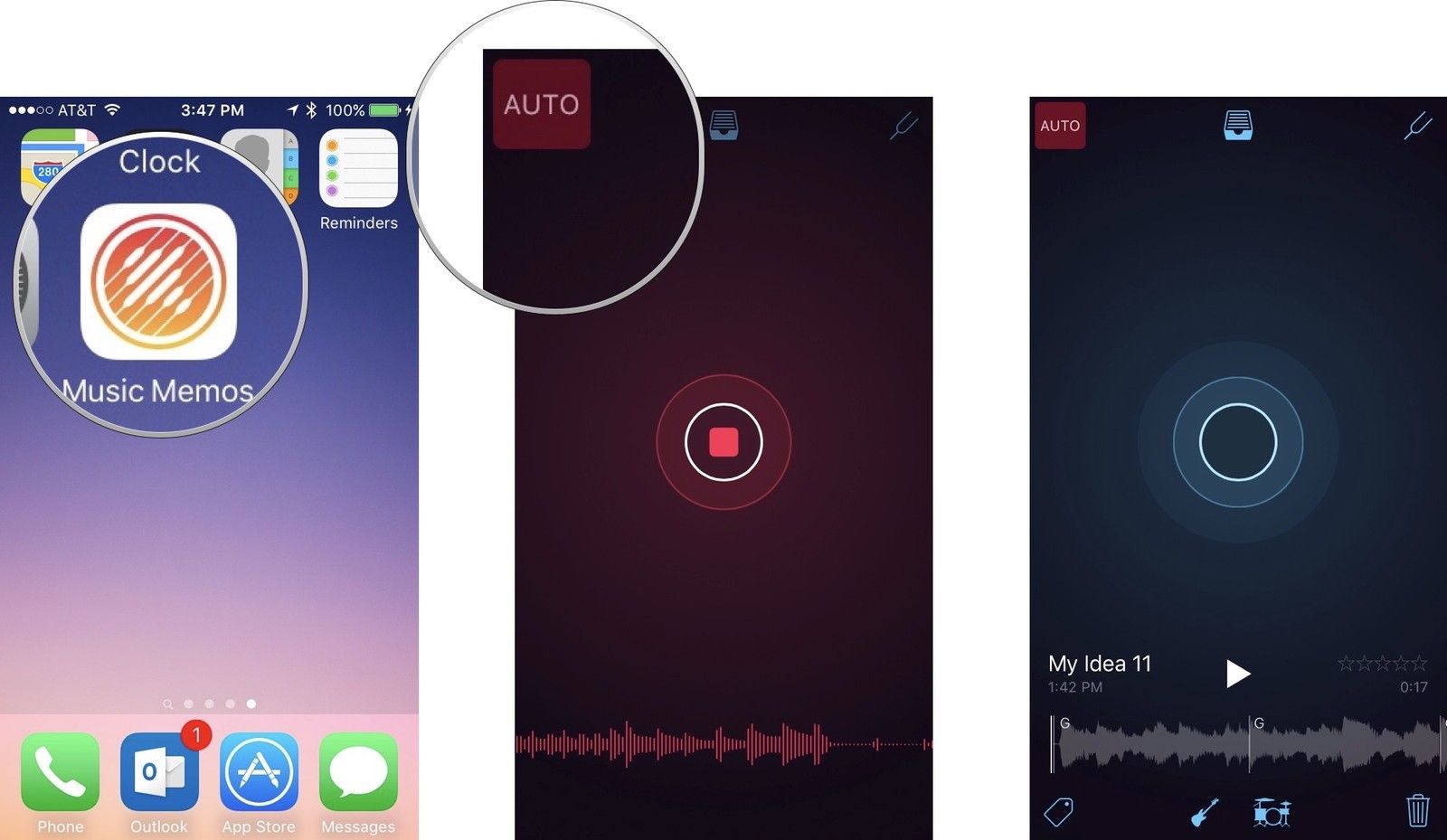 Авто запись в музыкальных заметках