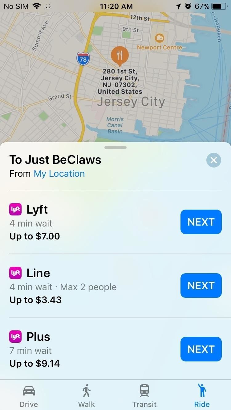 Как поймать поездку с Lyft или Uber прямо с Apple Maps в iOS 11